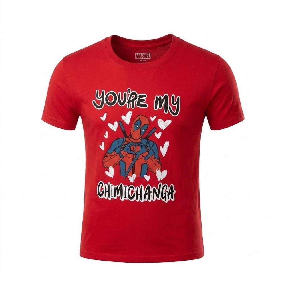 Marvel Deadpool Youre My Chimichanga Red Graphic T-Shirt Mens Large L Comic Tee
